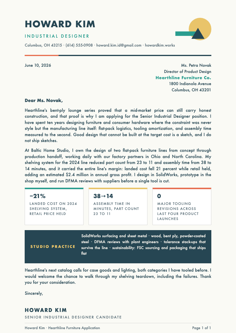 Mid century modern cover letter